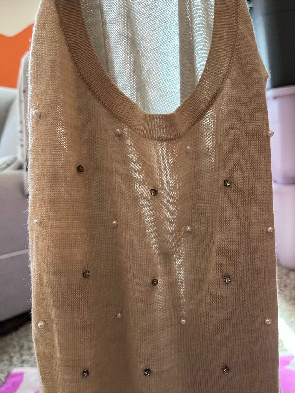 Ann Taylor LOFT Lightweight Colorblock Beaded Knit Sweater - Picture 8 of 16